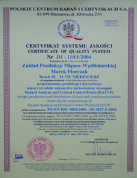 Certyfikat systemu jakoci
